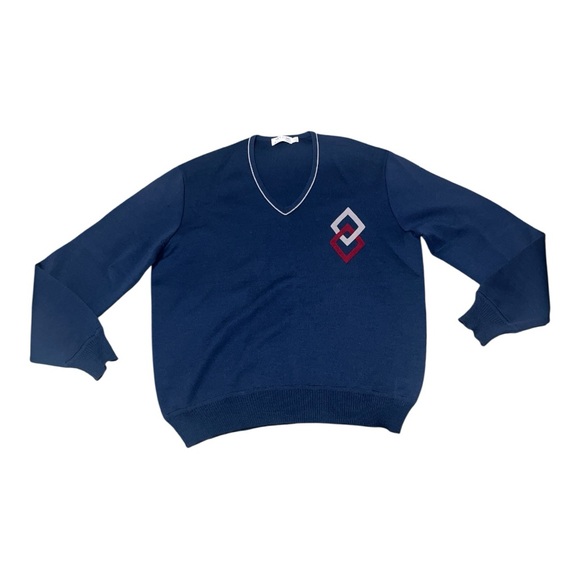 Elegant V-Neck Sweater in Deep Blue - Picture 1 of 7